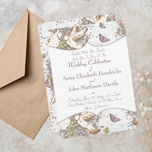 Invitation White Dove Garden Motif (Créateur téléchargé)