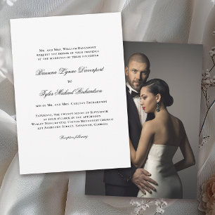 Invitation White Elegant Classic Mariage Parents Hôte