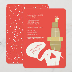 Invitation White Elephant Échange Cadeau Moderne Fête de Vaca
