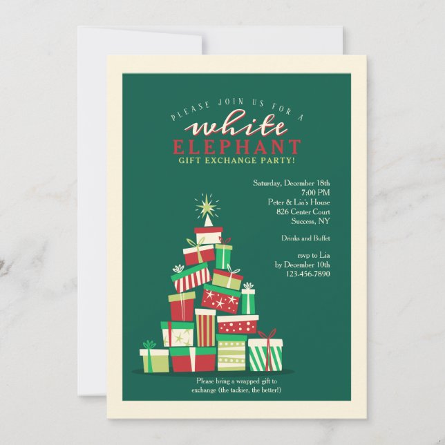 Invitation White Elephant Gift Exchange Party (Devant)