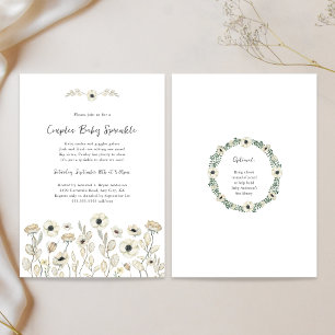 Invitation White Floral couples bébé sautinette + demande de 