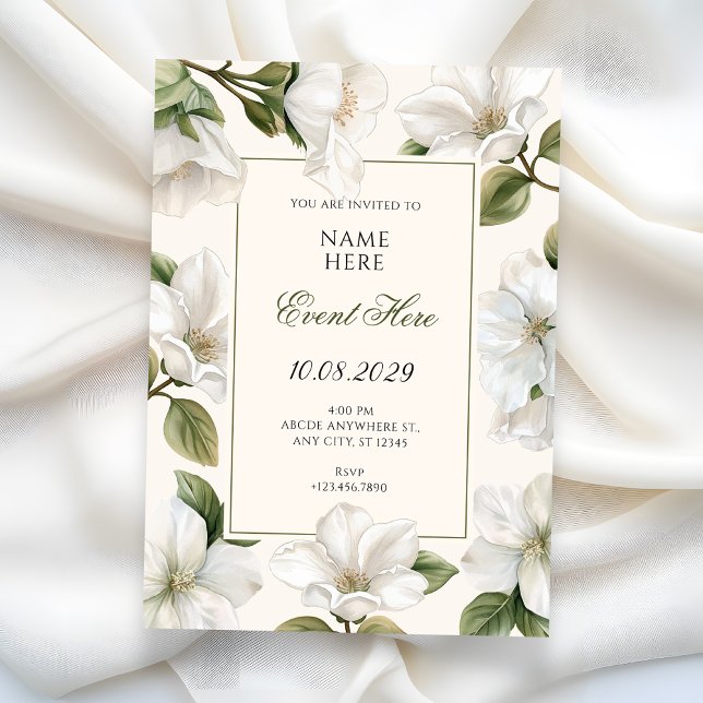 Invitation White Floral elegant  (Créateur téléchargé)