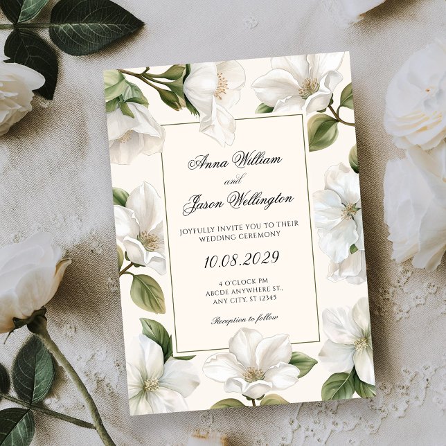 Invitation White Floral elegant wedding (Créateur téléchargé)