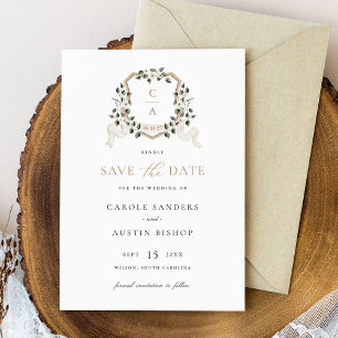Invitation White Floral Greenery Ivy Crest Mariage Date de sa