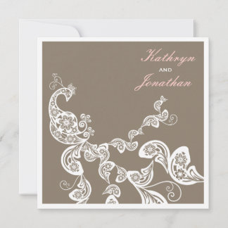 Invitation White Floral Peacock Elegant Boho Wedding Invitati
