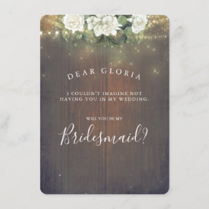 Invitation White Floral Rustic Country Bridesmaid Proposition