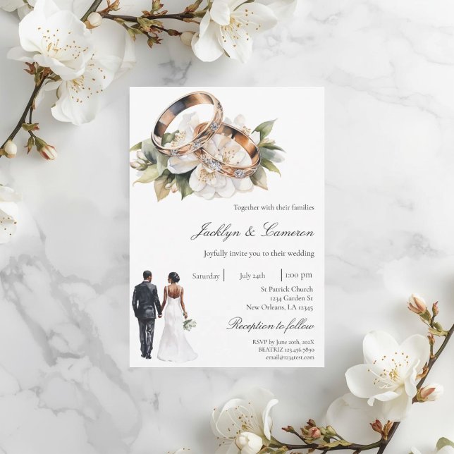 Invitation White Floral with ring Wedding (Créateur téléchargé)