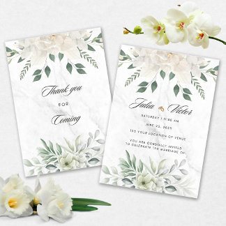 Invitation White Flower design Wedding Invition