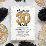 Invitation White Gold 30th Birthday Party<br><div class="desc">Élégantes invitations à la fête du trentième anniversaire avec un simple arrière - plan blanc qui peut être changé à n'importe quelle couleur,  parties scintillant brillante or,  trente ballons d'hélium or,  et un moderne modèle texte de célébration du 30ème anniversaire qui est facile à personnaliser.</div>