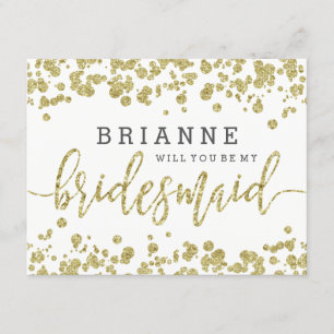 Invitation White & Gold Confetti Seras-Tu Ma Femme D'Accueil