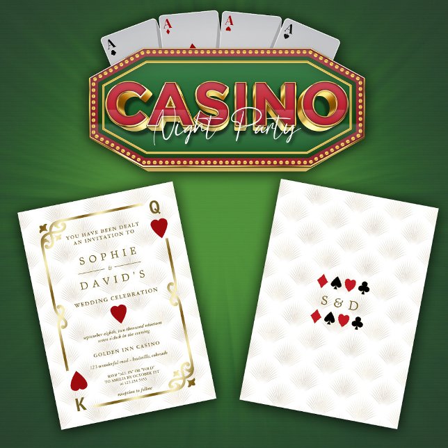 Invitation White Gold Gatsby Casino Las Vegas Poker Wedding (Créateur téléchargé)