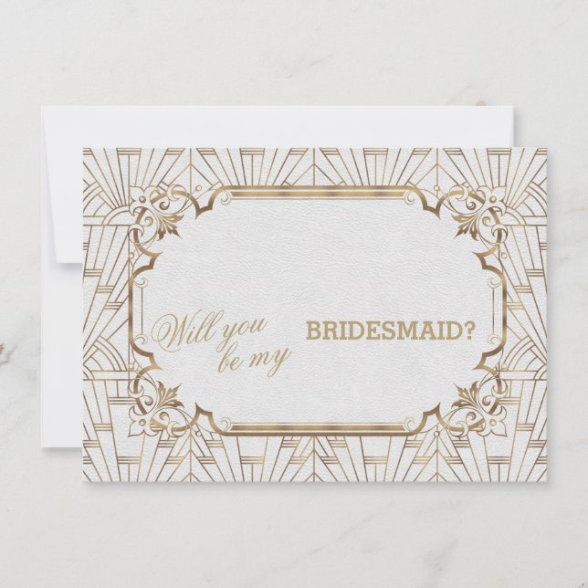 Invitation White Gold Great Gatsby Art Dec Mariage Bridesmaid (Devant)