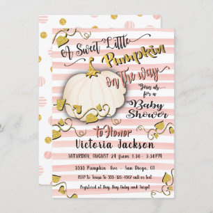 Invitation White Gold Little Citrouille Baby Shower invitatio
