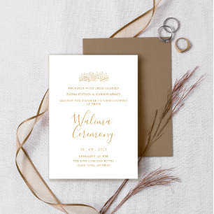 Invitation White Gold Minimal Script Walima Cérémonie musulma