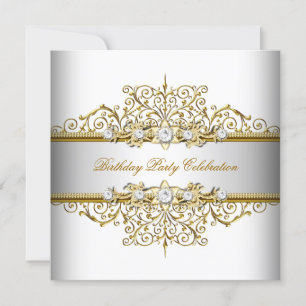Invitation White Gold Silver Cream Elegance Party