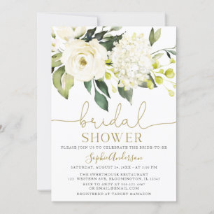 Invitation White Hydrangea Rose douche nuptiale