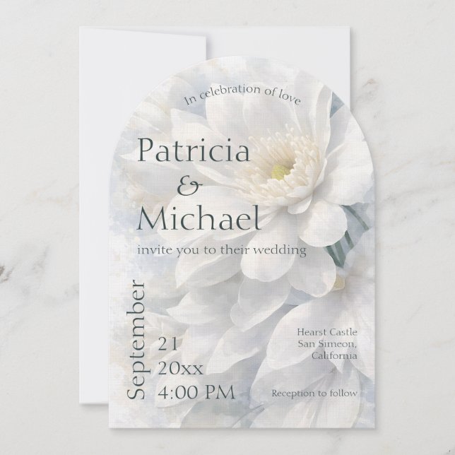 Invitation White Ivory Quiet Luxury Romantic Elegant Wedding  (Devant)