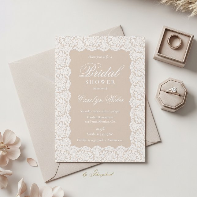 Invitation White Lace Bridal Shower (Créateur téléchargé)