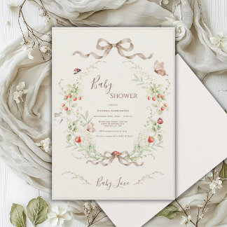Invitation White Lilacs Whimsical Vintage Ribbon Baby Shower