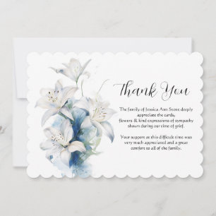 Invitation White Lilies Floral Funeral Merci de la mort