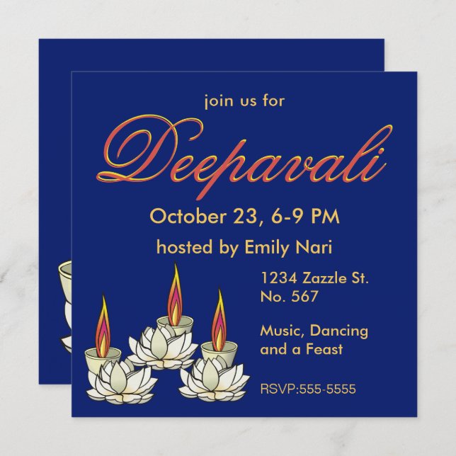 Invitation White Lotus & Deepas Diwali (Devant / Derrière)