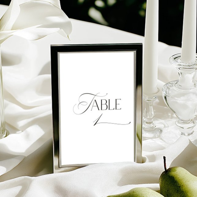 Invitation White Modern Classic Calligraphy Table Number (This design is not editable. All table numbers can be found in the collection on this page.)
