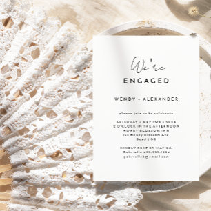 Invitation White Modern Script Nous sommes Engagé Engagement 
