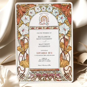 Invitation White Morning Glories & Orange Lilies Mariage
