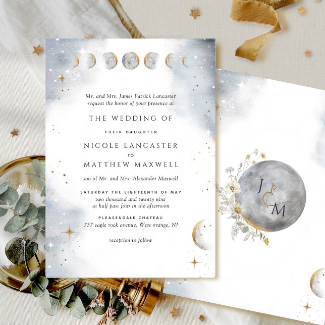 Invitation White, or et Silver Celestial Wedding (Créateur téléchargé)