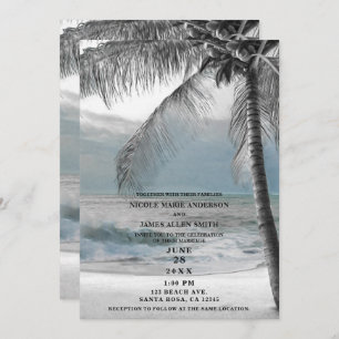 Invitation White Palm Coconut Tree Elégant Mariage de plage