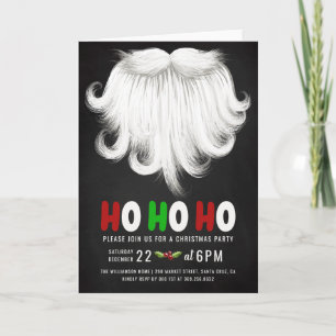 Invitation White Père Noël Beard Christmas Party