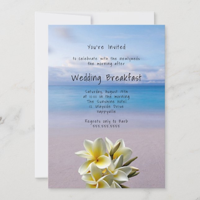 Invitation White Plumeria Beach Arrière - plan Mariage Petit  (Devant)