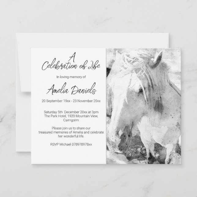 Invitation White Pony Celebration of Life Card (Devant)