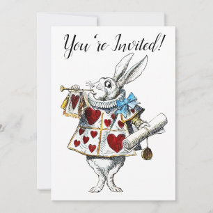 Invitation White Rabbit Alice Wonderland Hearts Fourre-tout