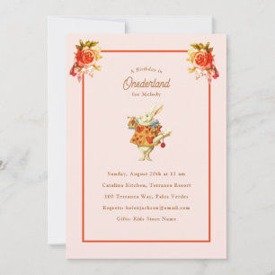 Invitation White Rabbit Herald Alice dans l'Onederland Annive