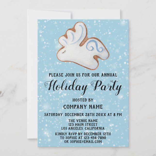 Invitation White Reindeer Cookie Snow Company Fête (Devant)