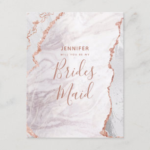 Invitation White & Rose Gold Agate Serez-Vous Ma Femme D'Accu