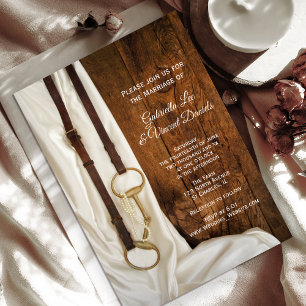 Invitation White Satin et Horse Bit Pays Mariage de l'Ouest
