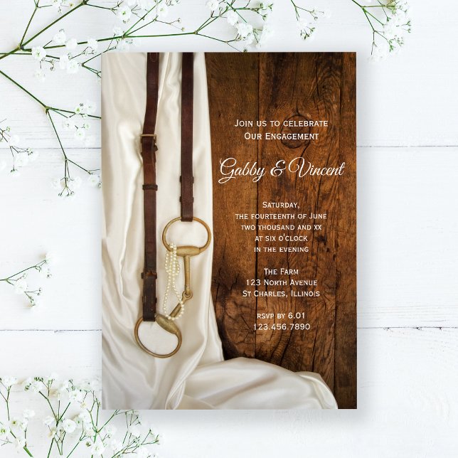 Invitation White Satin et Horse Bit Western Engagement Party (Créateur téléchargé)