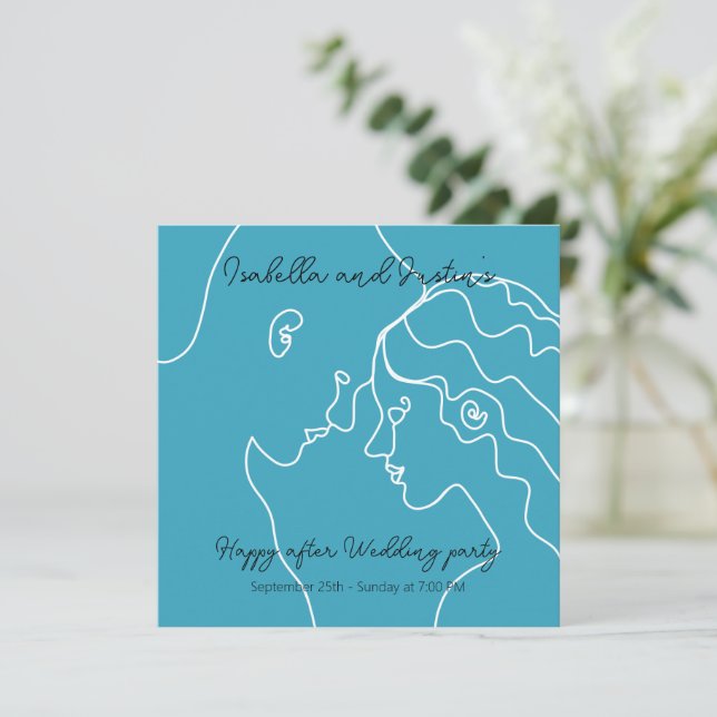 Invitation white silhouette doodle couple in love (Debout devant)