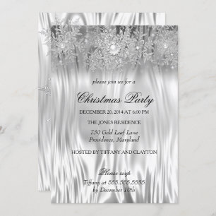 Invitation White Silver Winter Wonderland Christmas Party