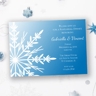 Invitation White Snowflake on Blue Winter Rehearsal