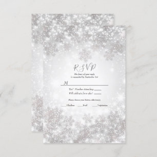 Invitation White Snowflakes Winter Wonderland Wedding RSVP