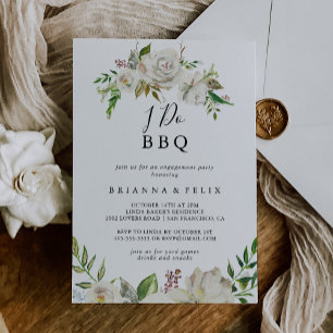 Invitation White Winter Peine I Do BBQ Engagement Party