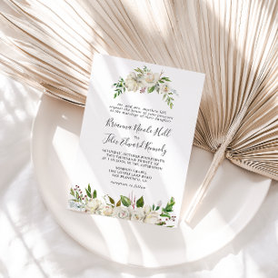 Invitation White Winter Peony Floral Mariage officiel