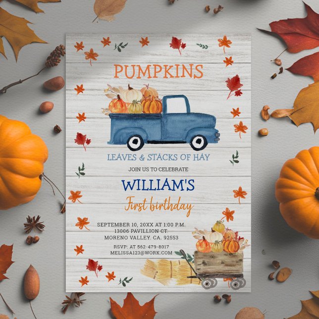 Invitation White Wood Premier petit camion bleu royal (Créateur téléchargé)