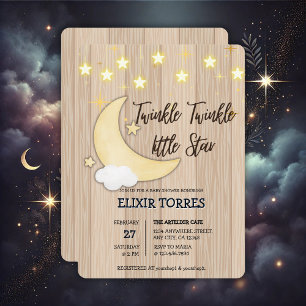 Invitation White Wood Twinkle Twinkle Little Star Baby shower