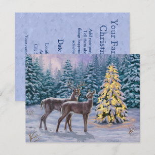 Invitation Whitetail Deer & Christmas Tree Scene hivernale