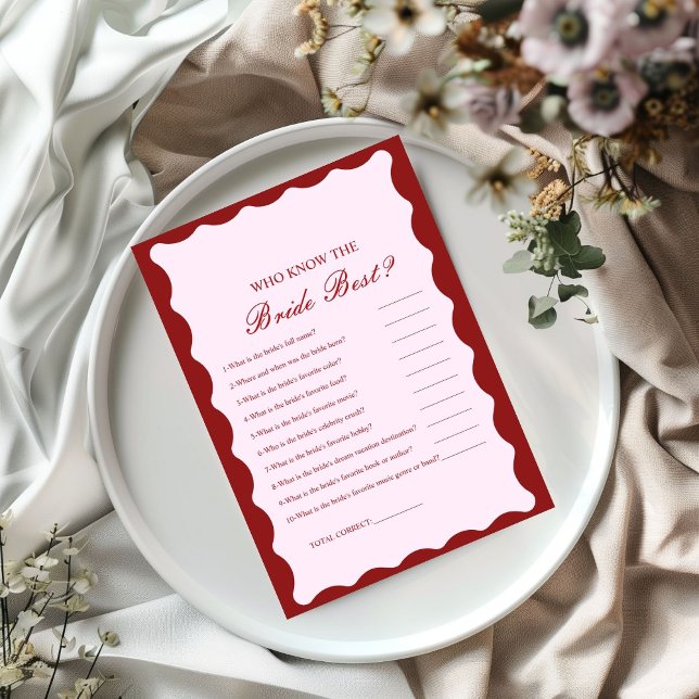 Invitation Who know the bride the best bridal shower game Car (Créateur téléchargé)