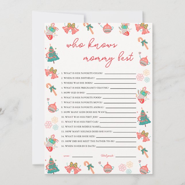 Invitation Who Knows Mommy Best Christmas Baby Shower Card (Devant)